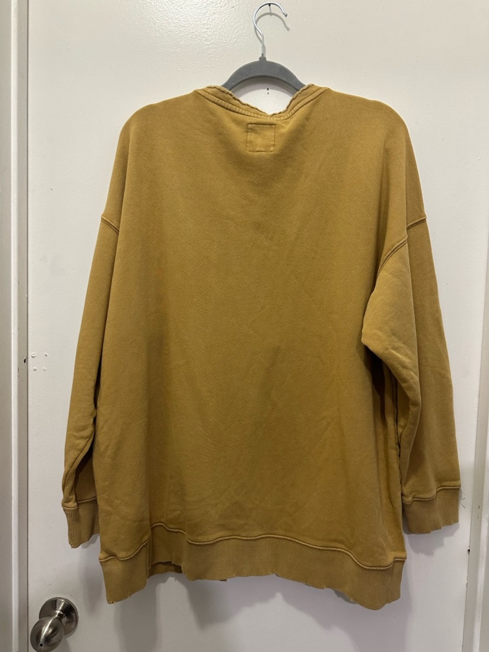 Aerie Relaxed Fit Yellow Mustard Sweatshirt Lace-up Tie Front Sz L - Picture 7 of 7